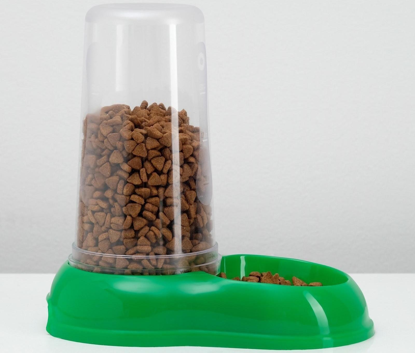 Автопоилка-автокормушка, зелёная, 1,5 л.