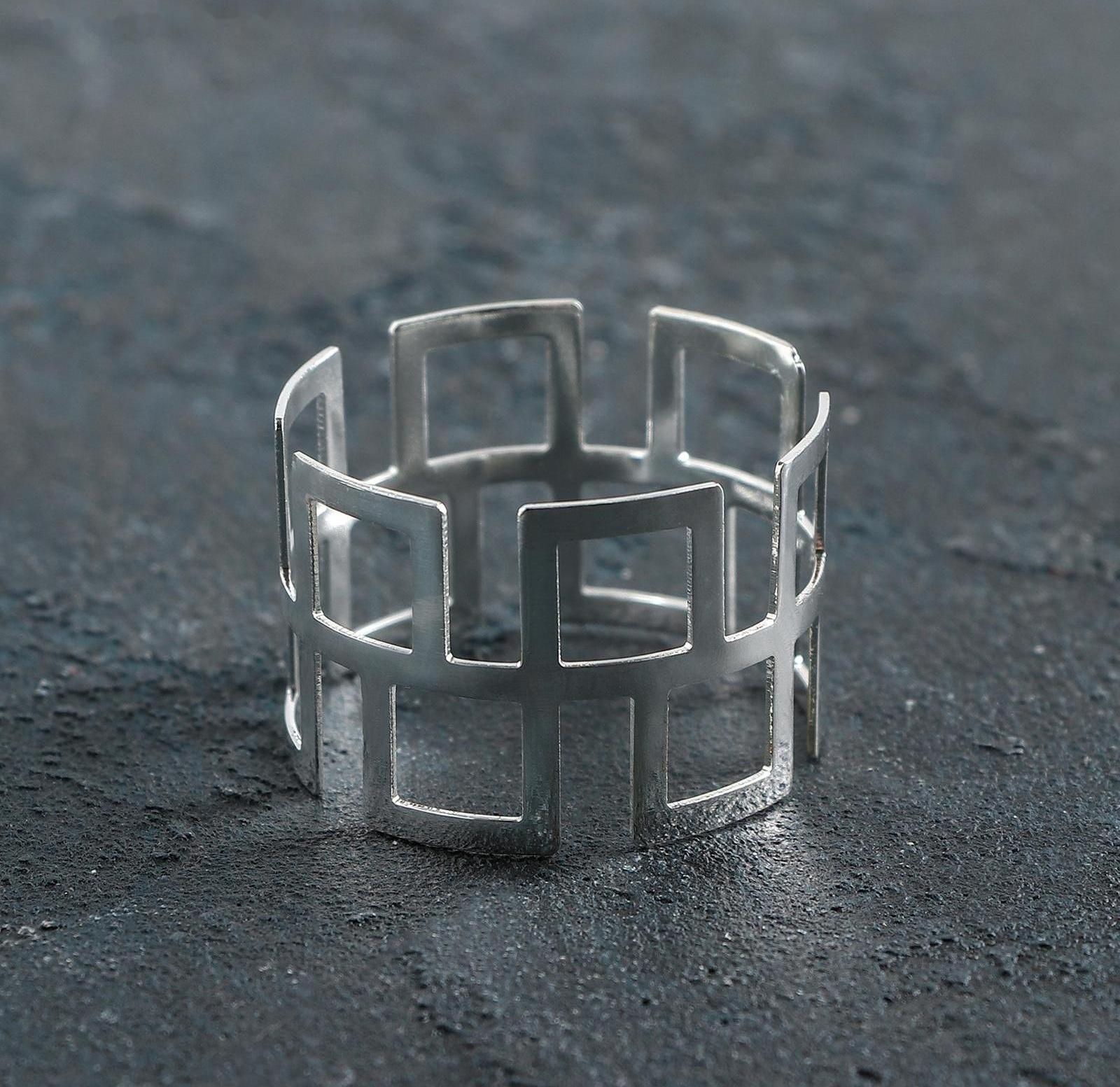 Кольцо для салфетки «Гео», 4,5×3 см, цвет серебряный