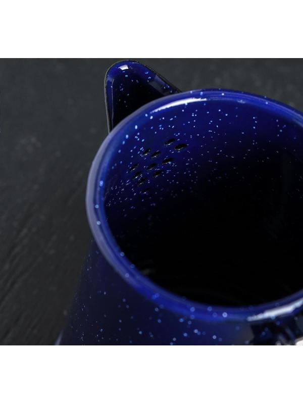 Кофейник эмалированный «Синий мрамор», 800 мл, 14×11,5×18 см, цвет синий