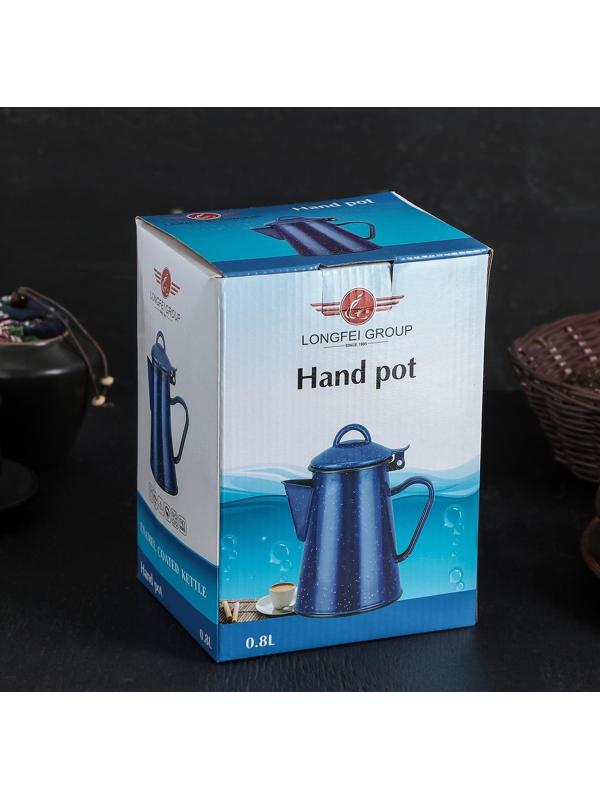 Кофейник эмалированный «Синий мрамор», 800 мл, 14×11,5×18 см, цвет синий