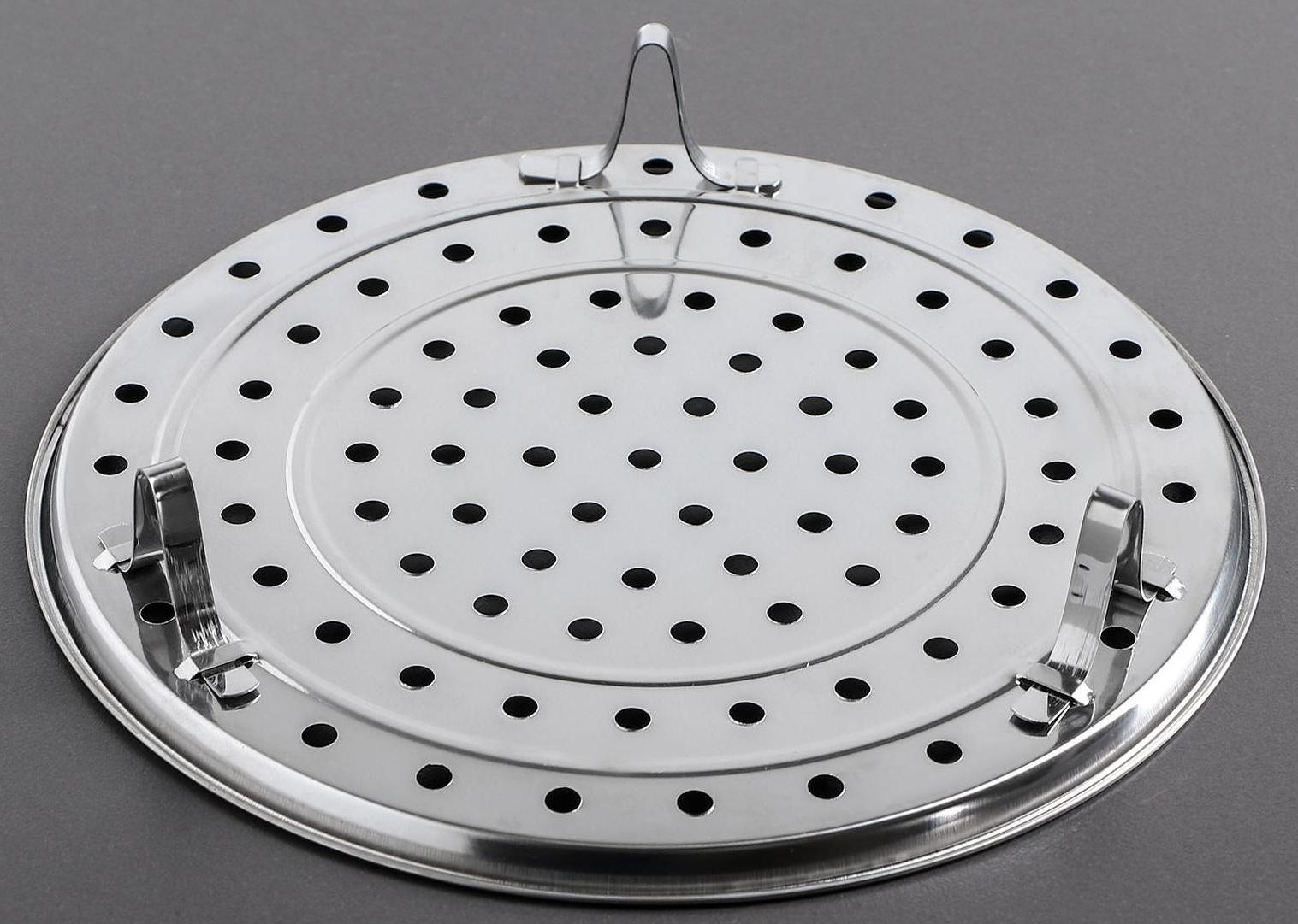 Пароварка из нержавеющей стали на ножках, d=26 см, цвет серебряный