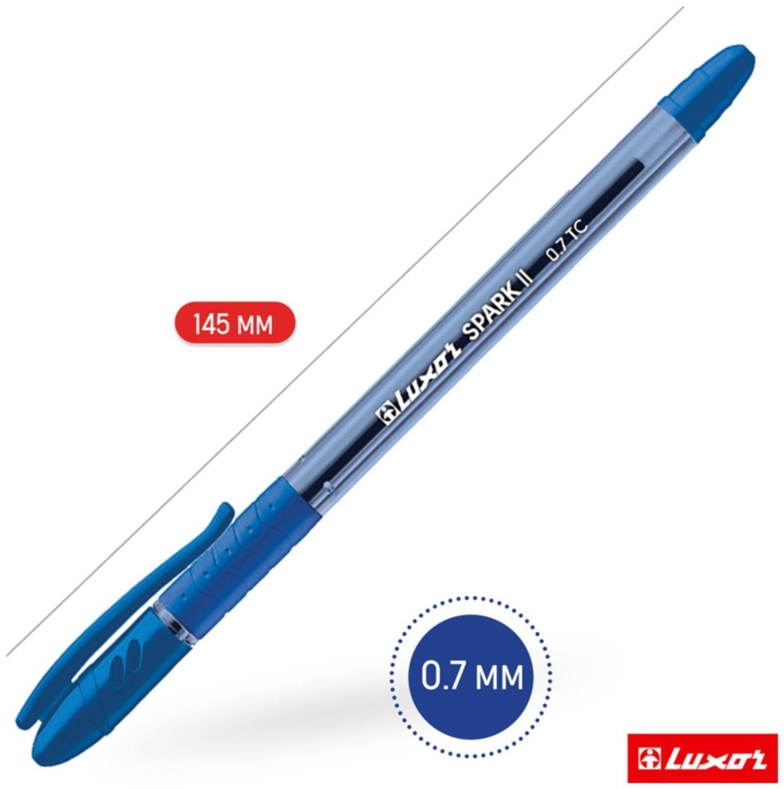 Ручка шариковая Luxor Spark ll, узел 0.7 мм, грип, синяя