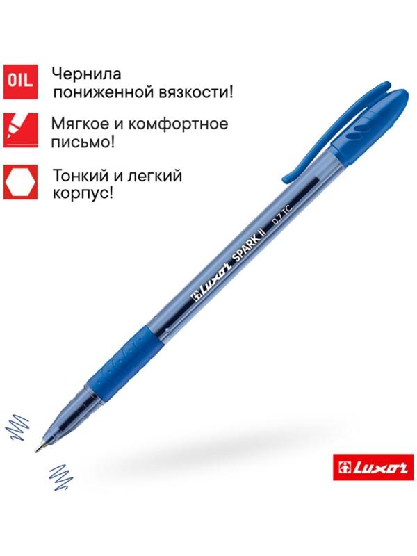 Ручка шариковая Luxor Spark ll, узел 0.7 мм, грип, синяя