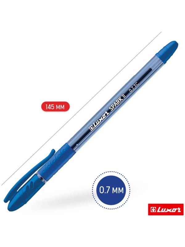 Ручка шариковая Luxor Spark ll, узел 0.7 мм, грип, синяя