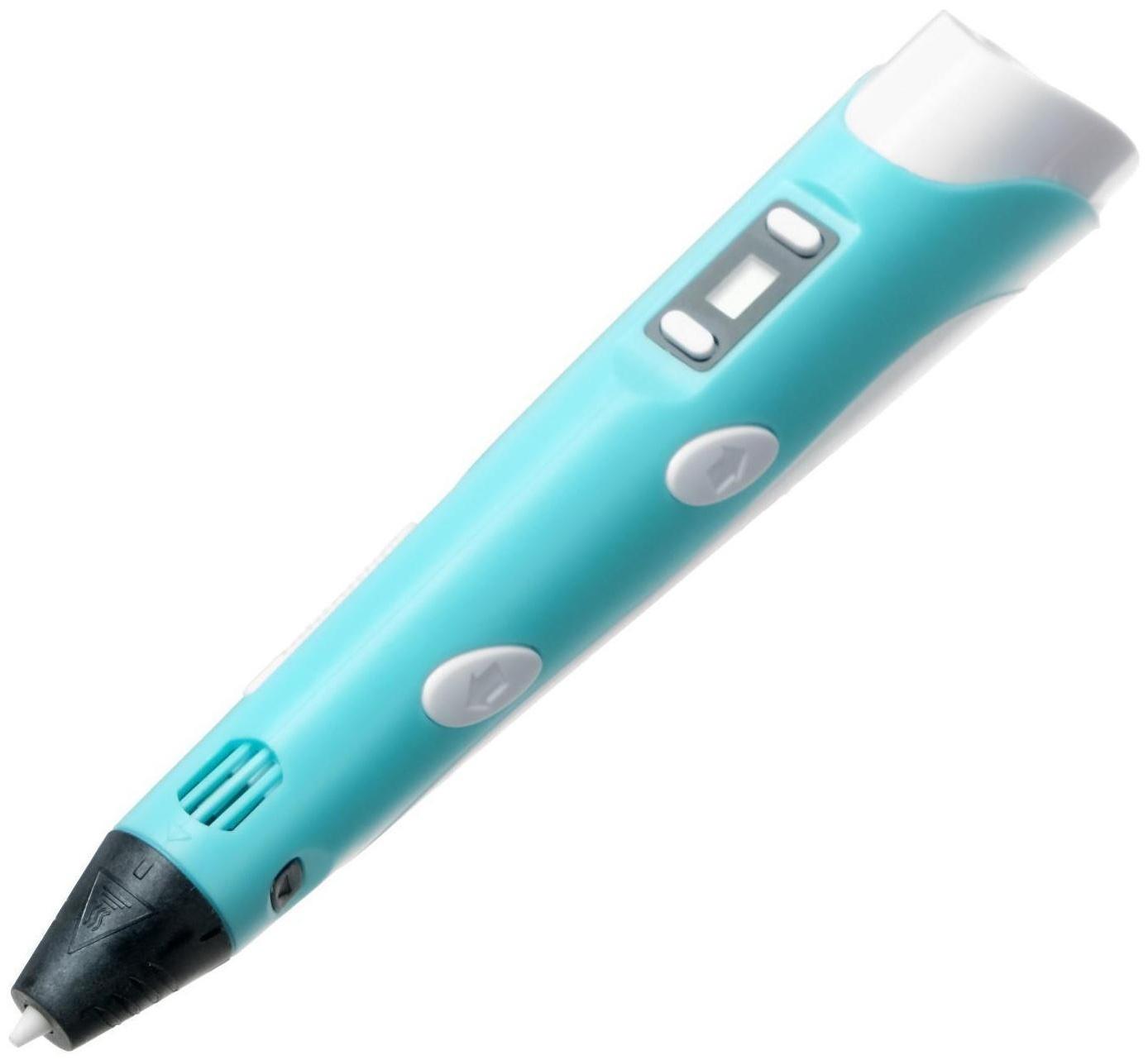 Комплект 3Д ручка с дисплеем голубая + пластик ABS 10 цветов по 10 метров