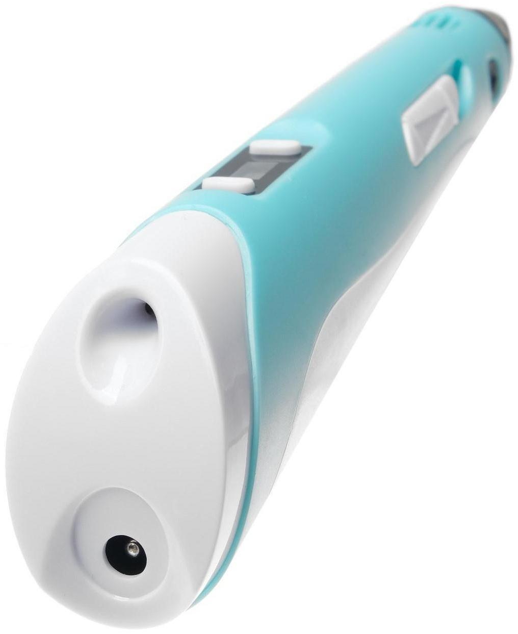 Комплект 3Д ручка с дисплеем голубая + пластик ABS 10 цветов по 10 метров