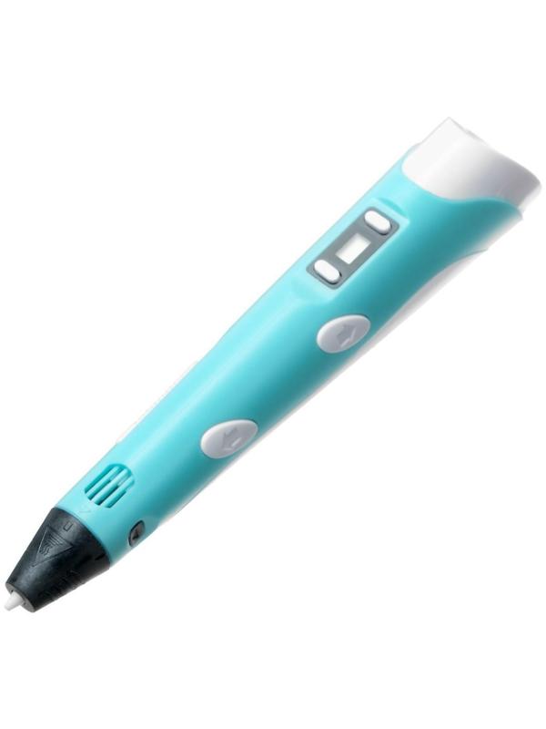 Комплект 3Д ручка с дисплеем голубая + пластик ABS 10 цветов по 10 метров