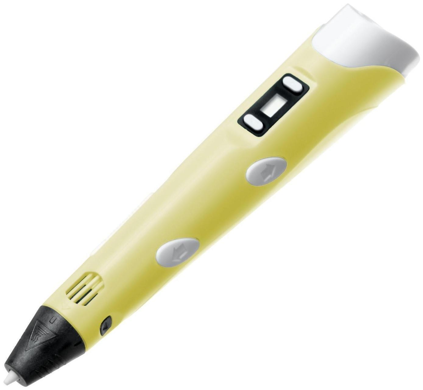 Комплект 3Д ручка с дисплеем желтая + пластик PLA 10 цветов по 10 метров