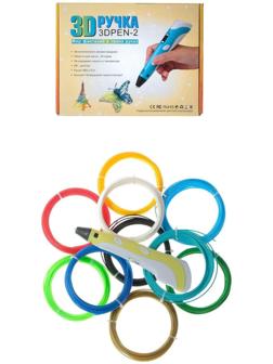 Комплект 3Д ручка с дисплеем желтая + пластик PLA 10 цветов по 10 метров