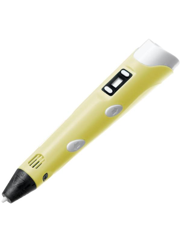 Комплект 3Д ручка с дисплеем желтая + пластик PLA 10 цветов по 10 метров