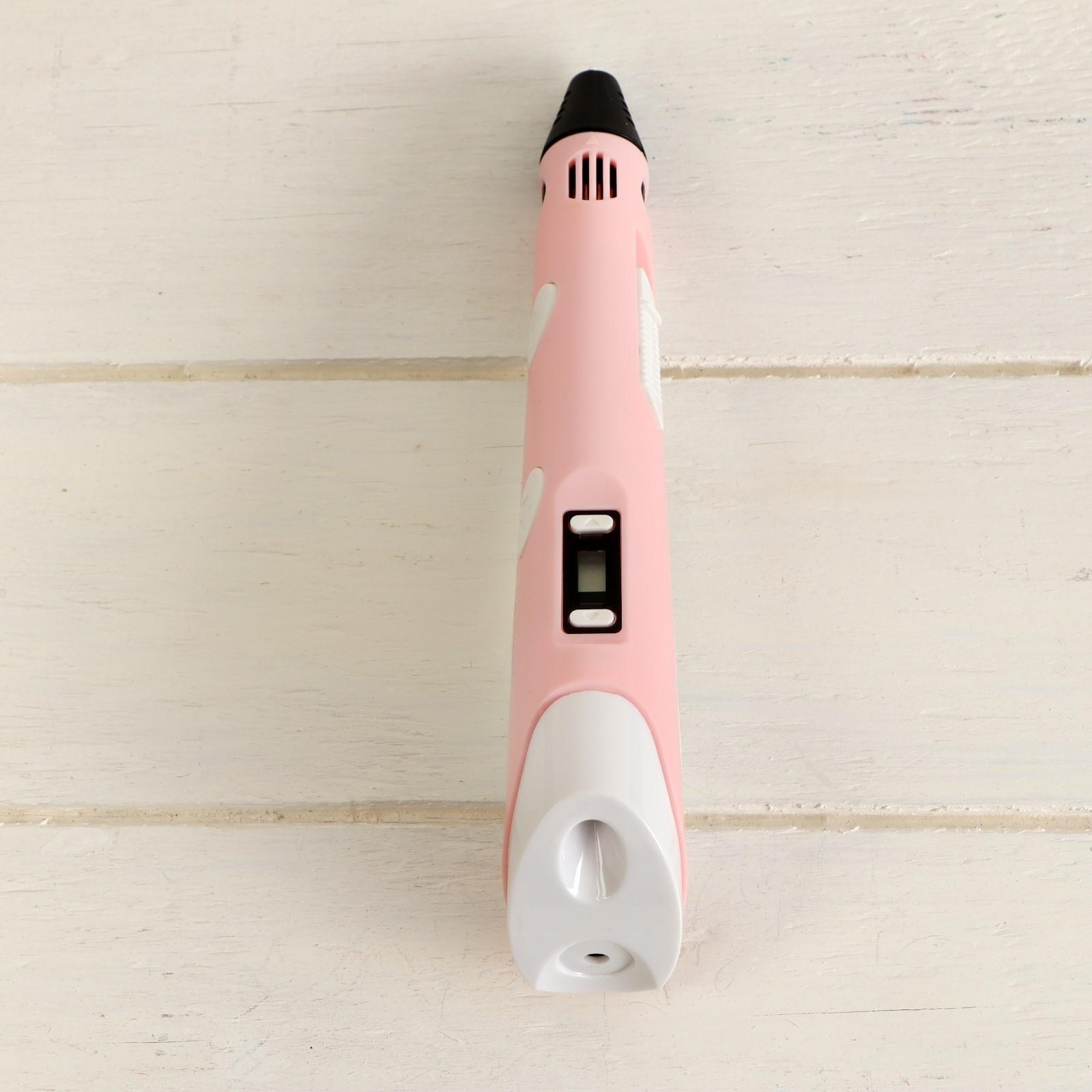 Комплект 3Д ручка с дисплеем розовая + пластик ABS 10 цветов по 10 метров