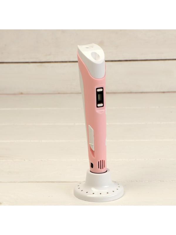 Комплект 3Д ручка с дисплеем розовая + пластик ABS 10 цветов по 10 метров