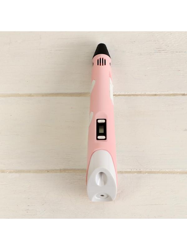 Комплект 3Д ручка с дисплеем розовая + пластик ABS 10 цветов по 10 метров