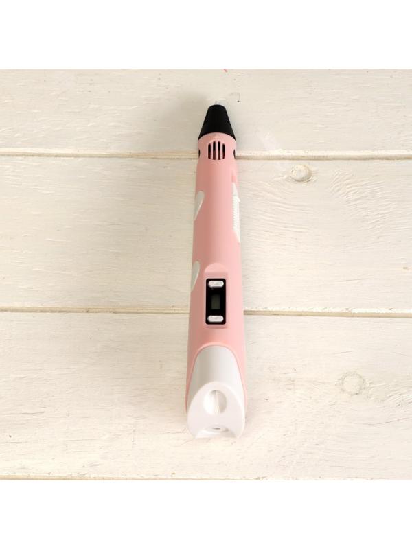 Комплект 3Д ручка с дисплеем розовая + пластик ABS 20 цветов по 10 метров