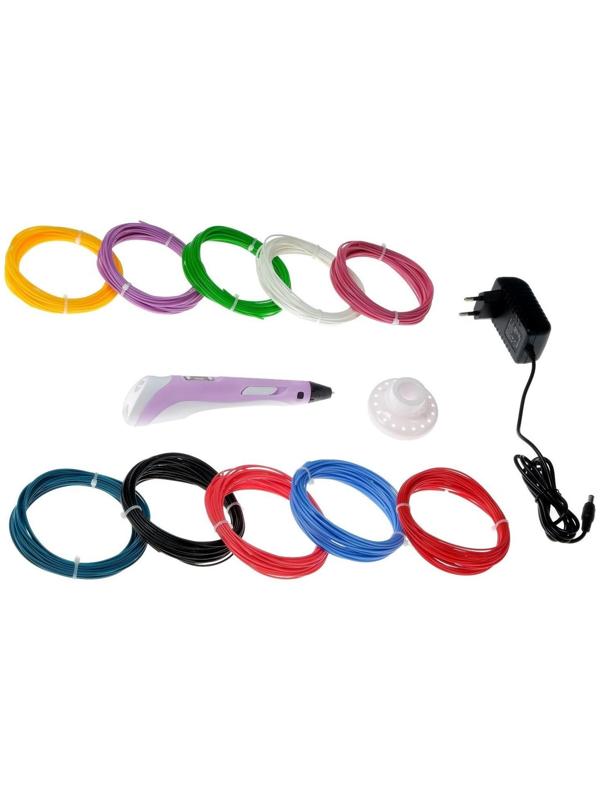 Комплект 3Д ручка NIT-PEN2 фиолетовая + пластик ABS 10 цветов по 10 метров