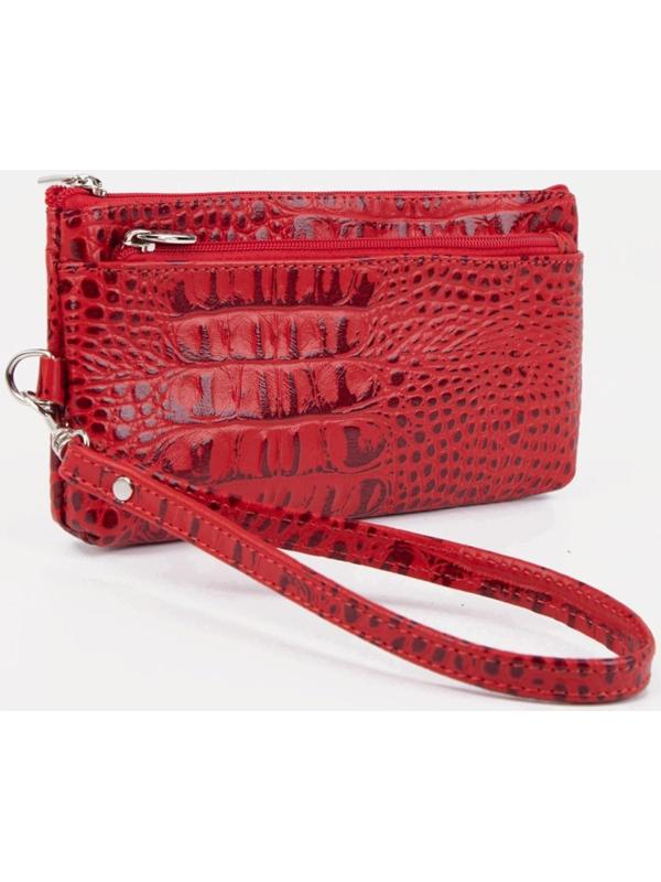 Кошелёк на молнии, цвет красный