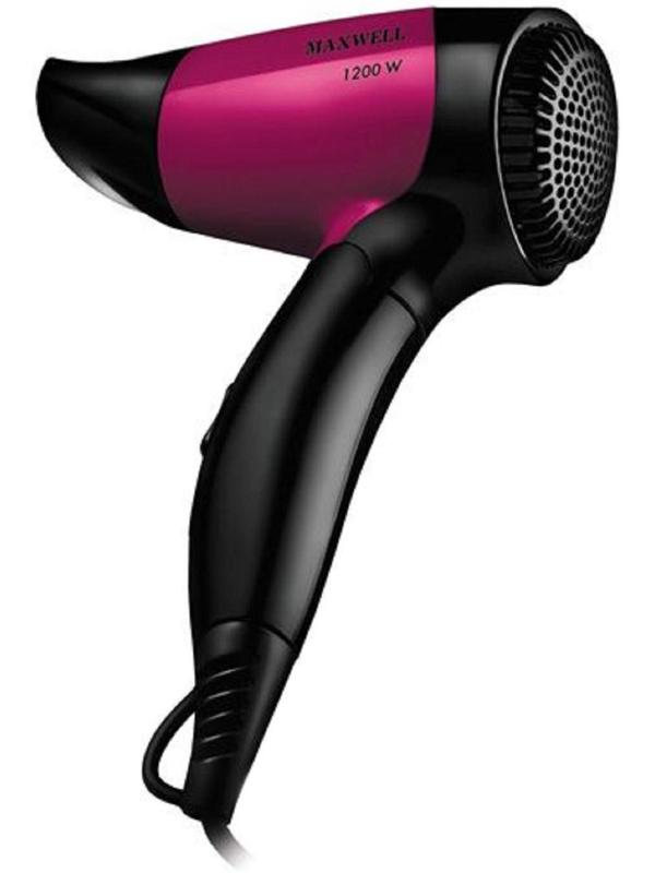 Фен Maxwell MW-2007 BK, 1200 Вт, 2 температурных режима, 2 скорости, чёрно-розовый