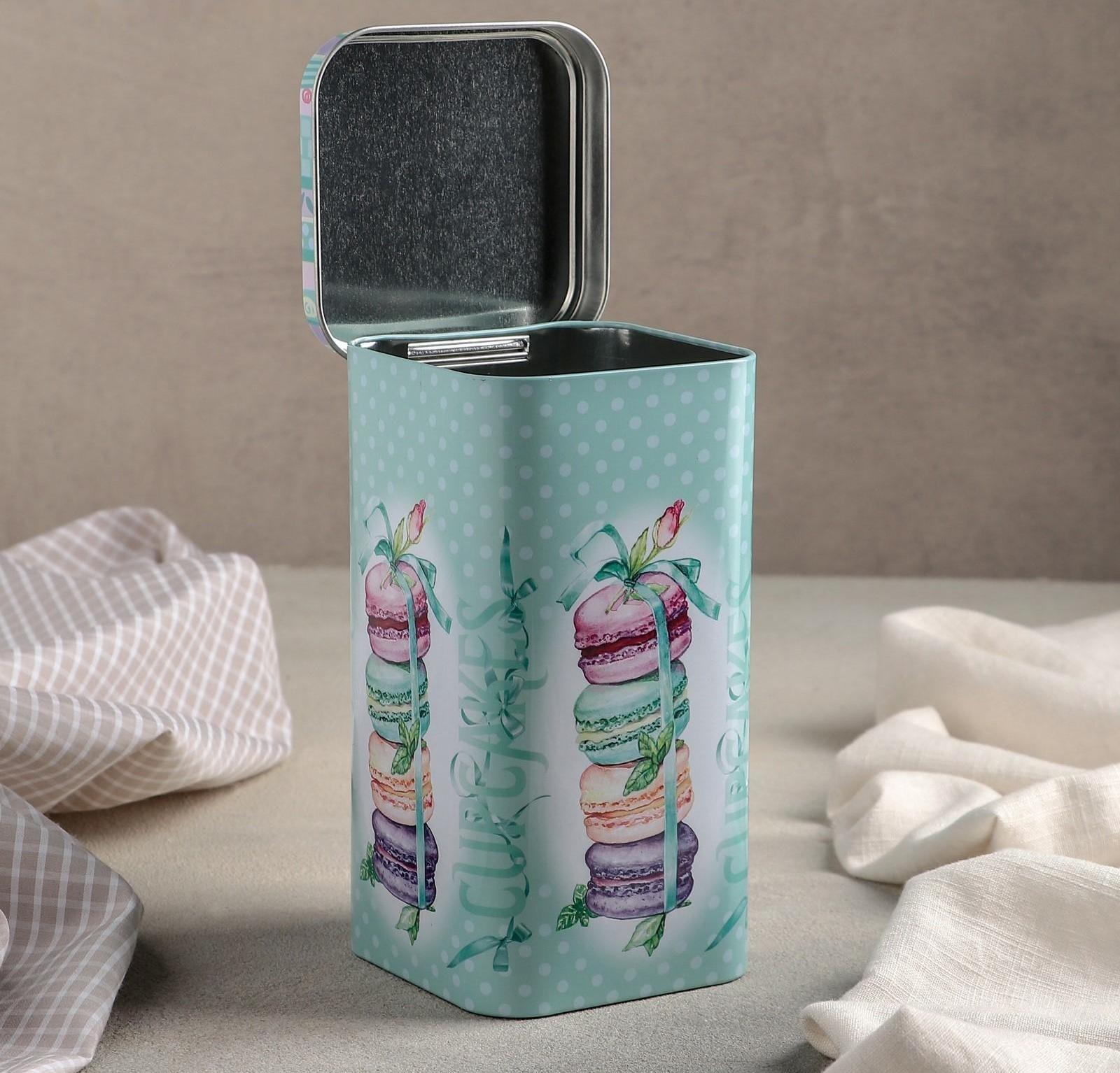 Банка для сыпучих продуктов «Десерт мятный», 1,4 л, 9×17 см, прямоугольная, цвет бирюзовый