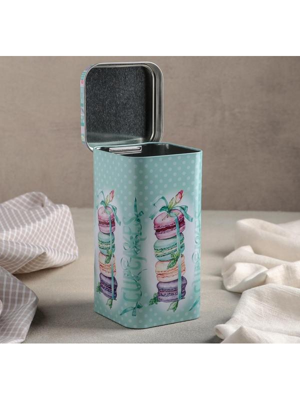 Банка для сыпучих продуктов «Десерт мятный», 1,4 л, 9×17 см, прямоугольная, цвет бирюзовый