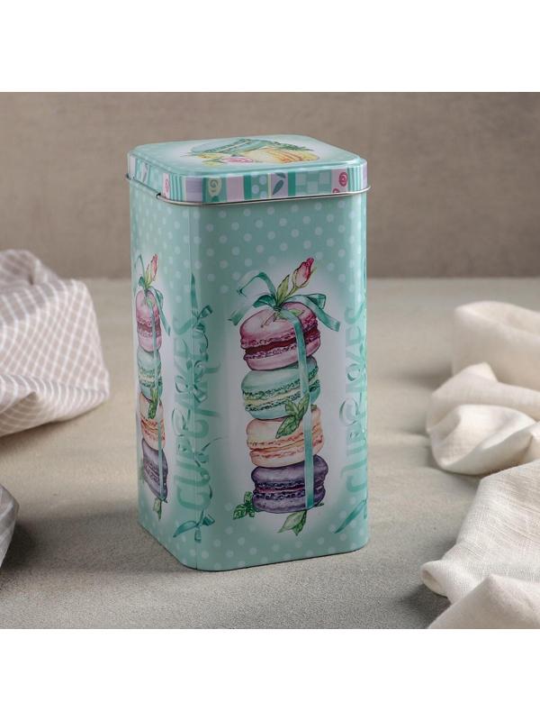 Банка для сыпучих продуктов «Десерт мятный», 1,4 л, 9×17 см, прямоугольная, цвет бирюзовый