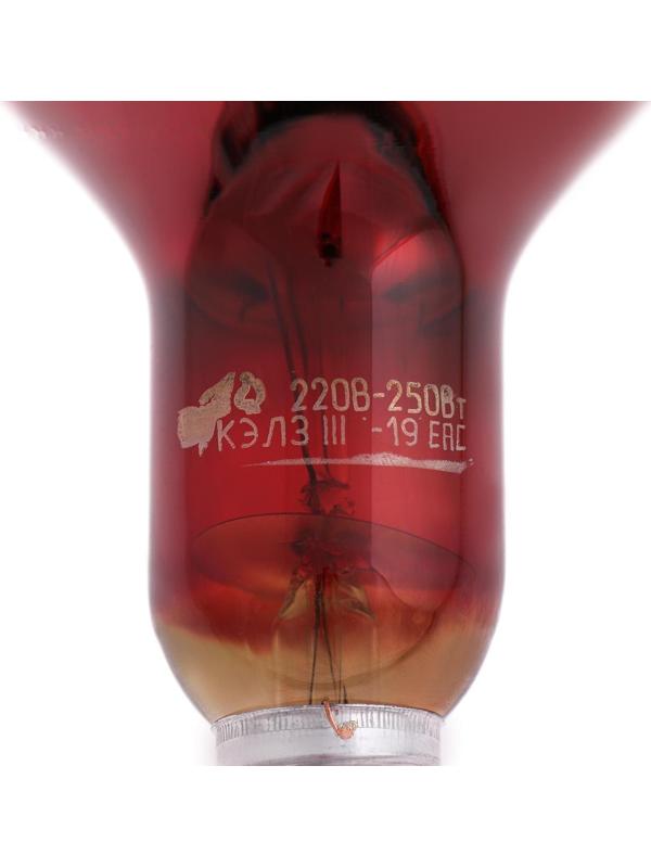 Лампа инфракрасная, 250 Вт, Е 27, 220В, длина волны 2500 нм, красная колба