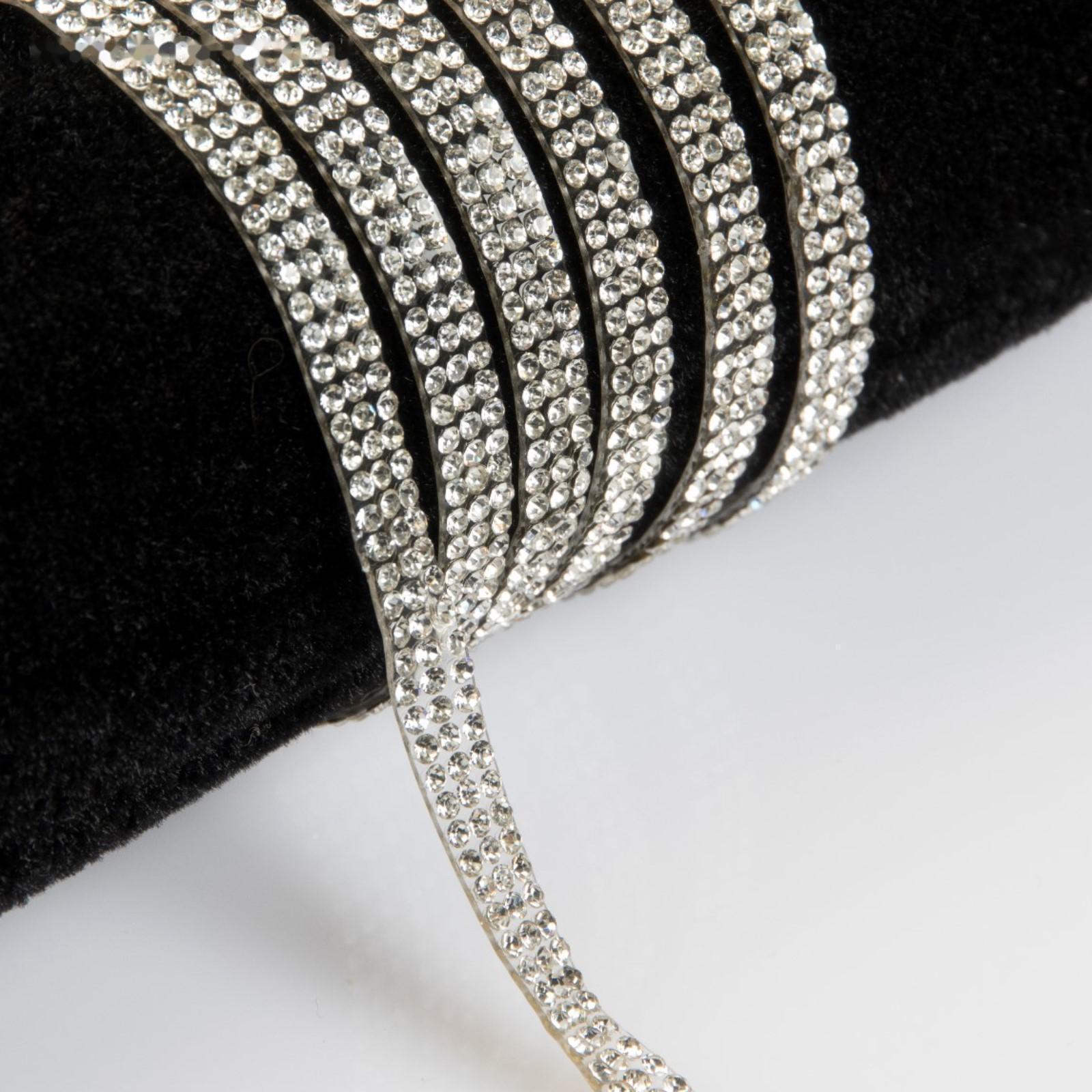 Стразы термоклеевые, d = 3 мм, ширина - 10 мм, 4,5 ± 0,5 м, цвет серебряный