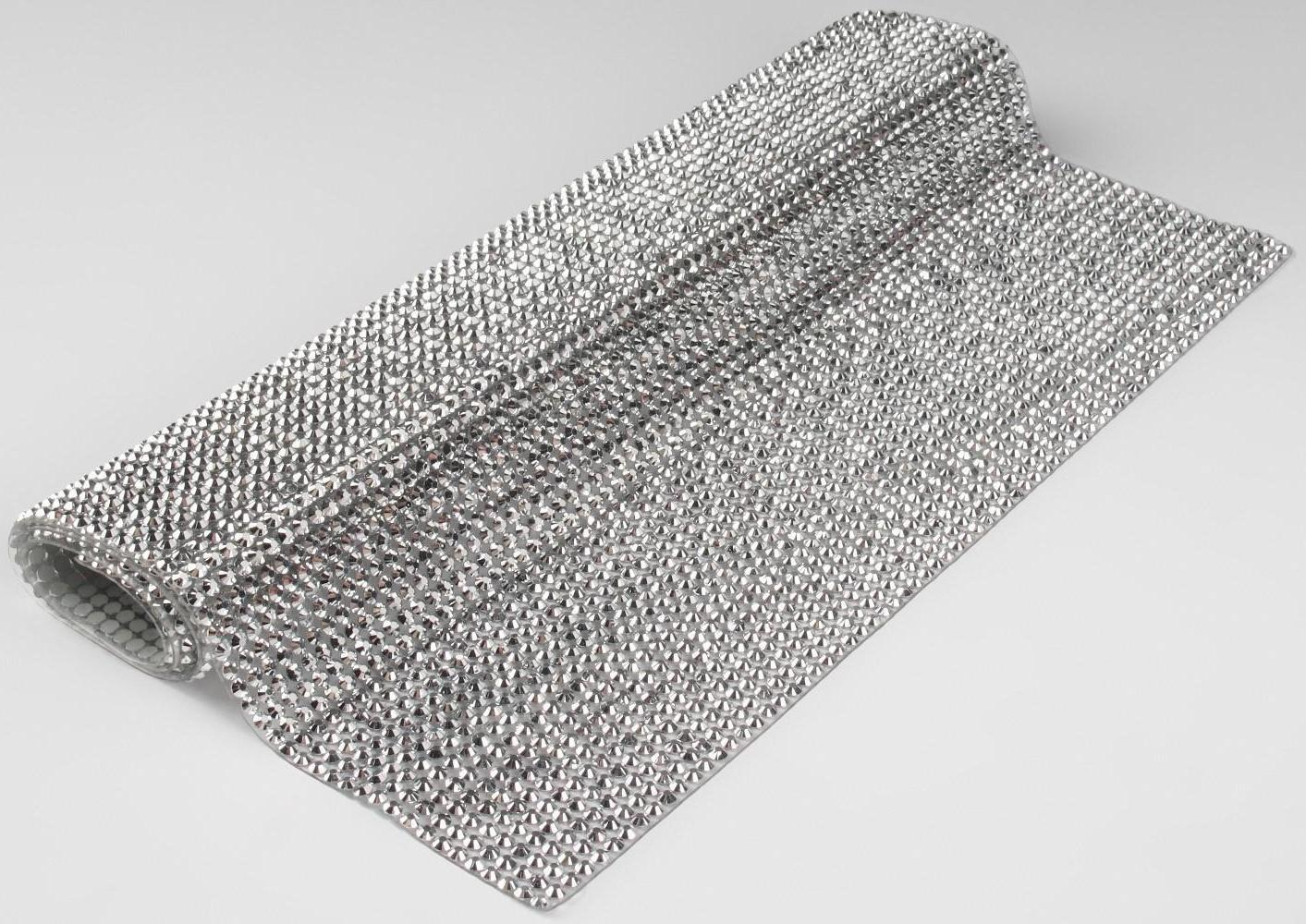 Стразы термоклеевые на листе, d = 3 мм, 40 × 24 см, цвет серебряный