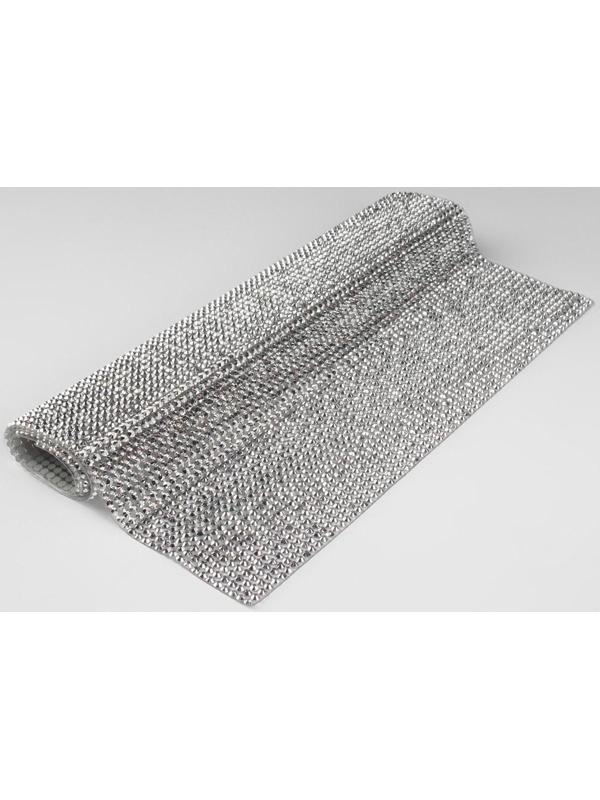 Стразы термоклеевые на листе, d = 3 мм, 40 × 24 см, цвет серебряный