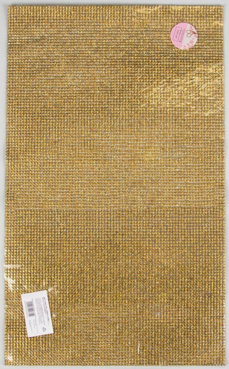 Стразы термоклеевые на листе, d = 3 мм, 40 × 24 см, цвет золотой