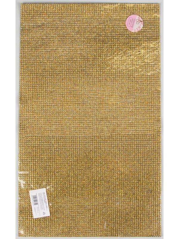 Стразы термоклеевые на листе, d = 3 мм, 40 × 24 см, цвет золотой