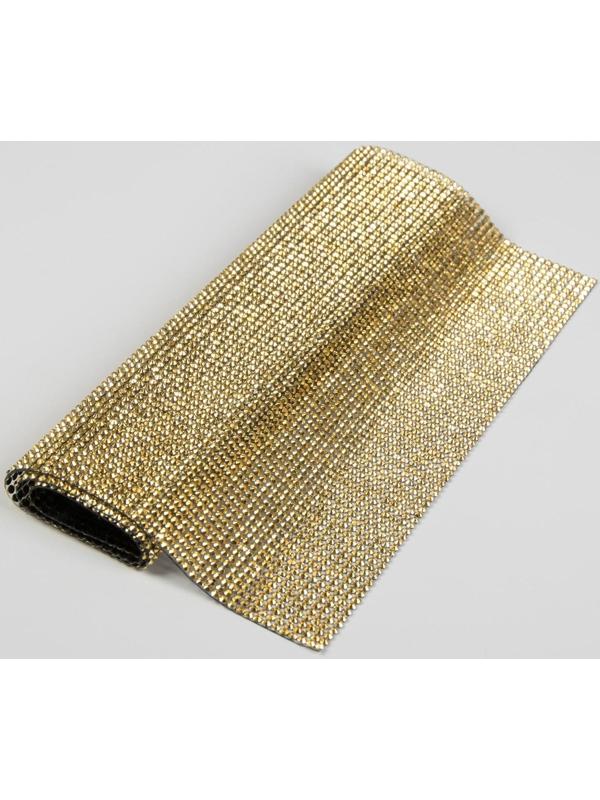 Стразы термоклеевые на листе, d = 3 мм, 40 × 24 см, цвет золотой