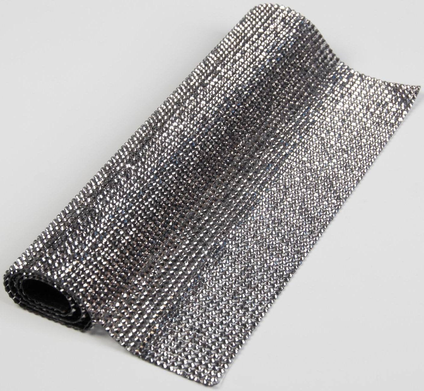 Стразы термоклеевые на листе, d = 3 мм, 40 × 24 см, цвет графитовый