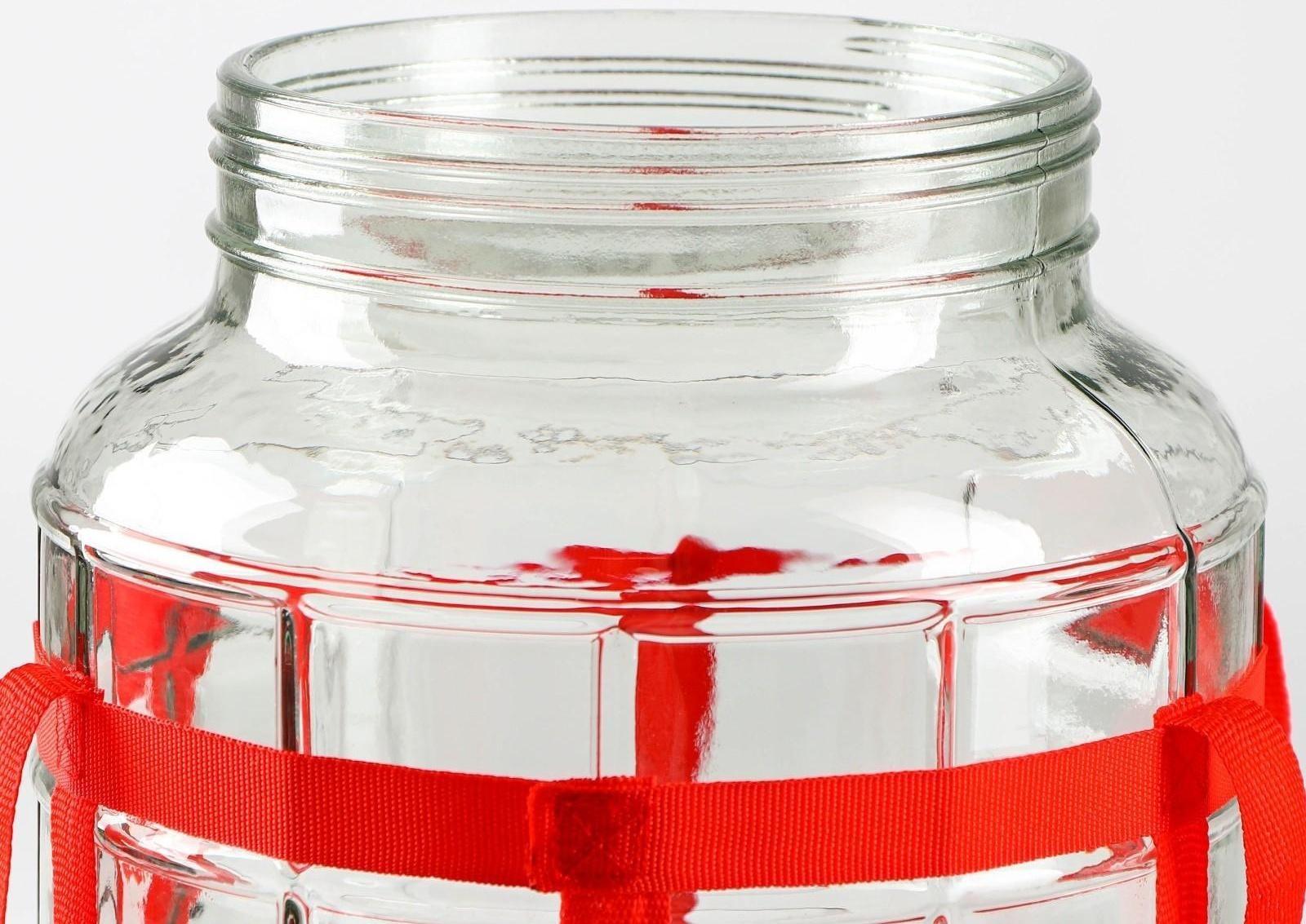 Банка стеклянная с гидрозатвором GL-70, 9 л, цвет красный