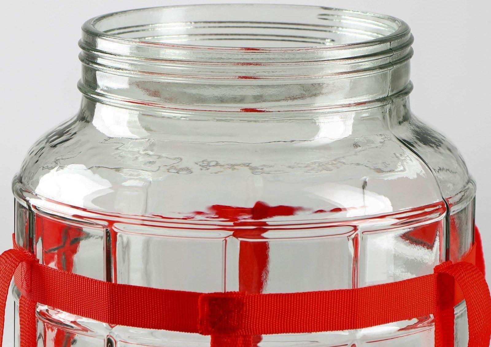 Банка стеклянная с гидрозатвором GL-70, 9 л, цвет красный