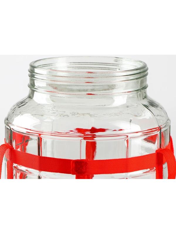 Банка стеклянная с гидрозатвором GL-70, 9 л, цвет красный