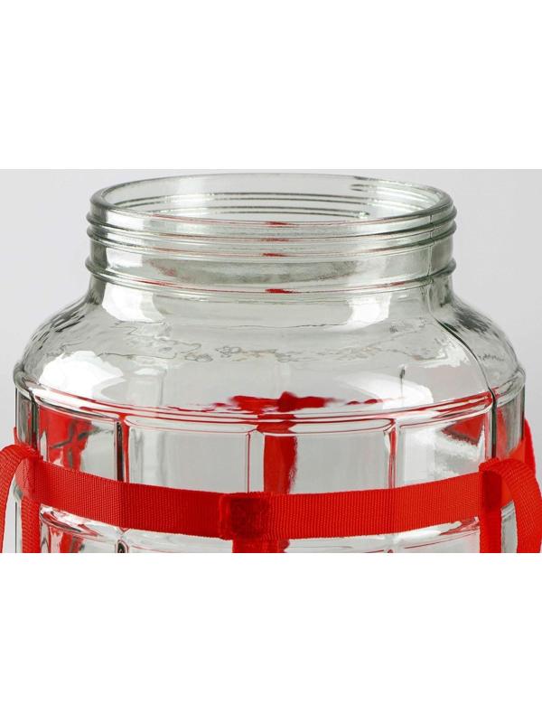 Банка стеклянная с гидрозатвором GL-70, 9 л, цвет красный