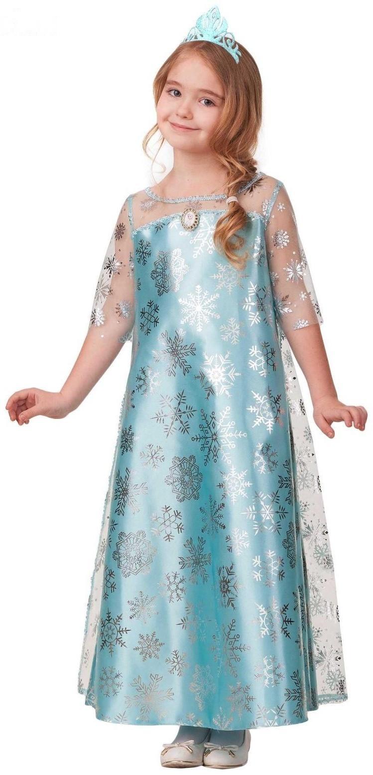 Карнавальный костюм «Эльза», сатин 2, платье, корона, р. 34, рост 134 см