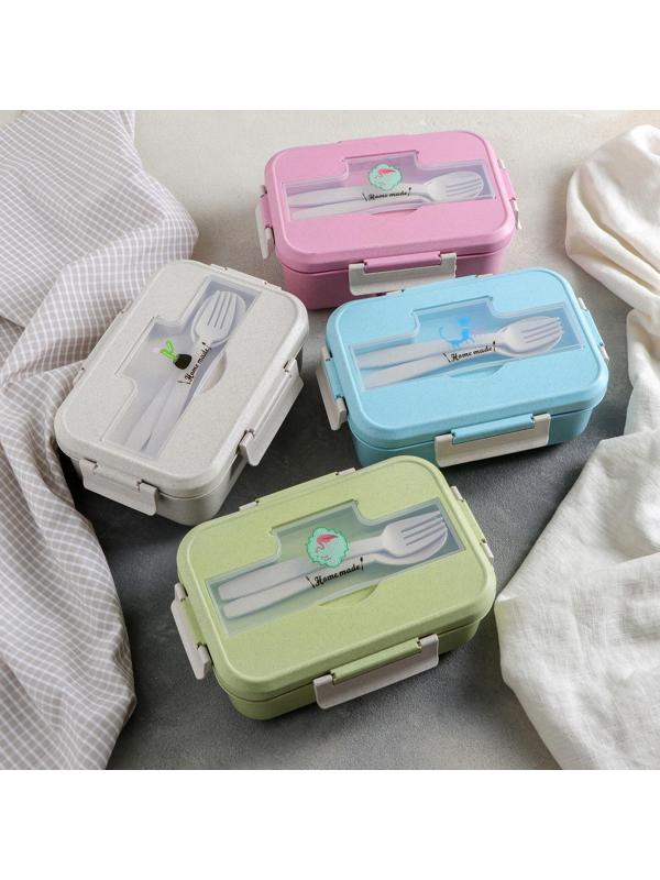 Ланч-бокс пластиковый «Фламинго», 22×16 см, 2 отделения, с вилкой и ложкой, цвет МИКС