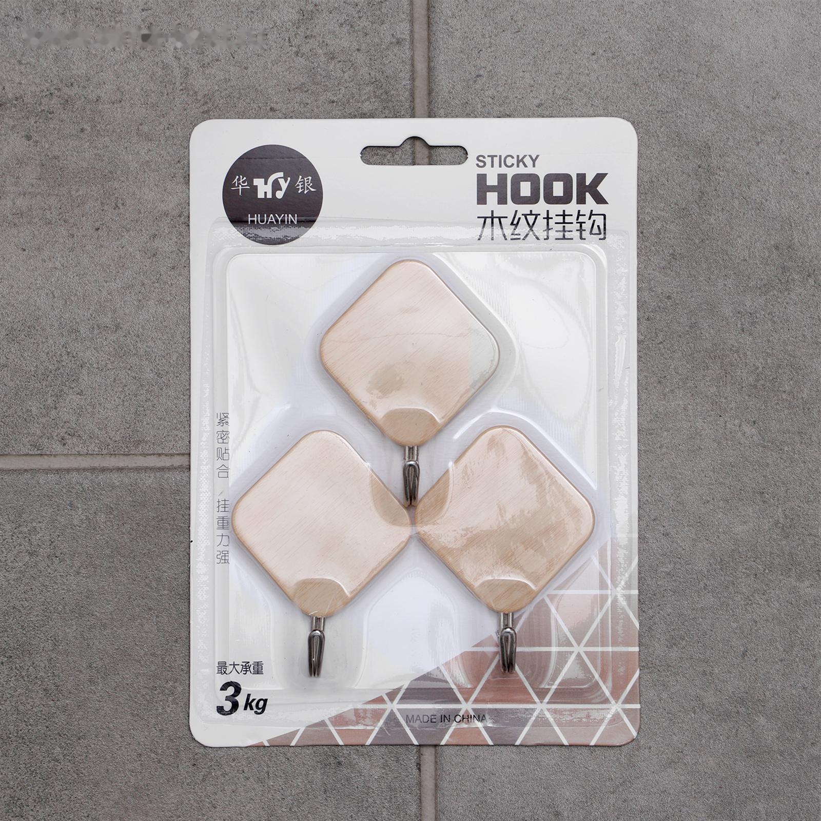 Крючок на липучке «Деревянные ромбы», 3 шт, цвет светлое дерево