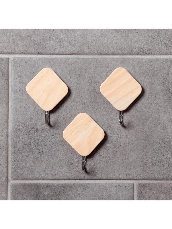 Крючок на липучке «Деревянные ромбы», 3 шт, цвет светлое дерево
