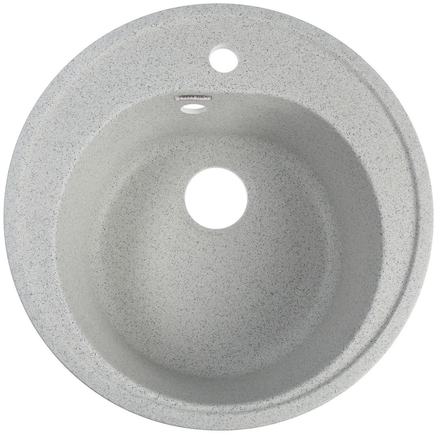 Мойка кухонная из камня ZETT lab. 3/Q10, d=510 мм, глубина 19 см, матовая, светло-серая