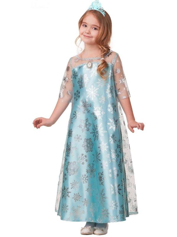Карнавальный костюм «Эльза», сатин 2, платье, корона, р. 38, рост 146 см