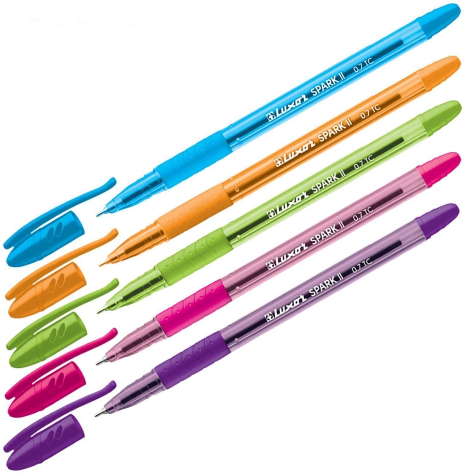 Ручка шариковая Luxor Spark ll, узел 0.7 мм, грип, корпус микс