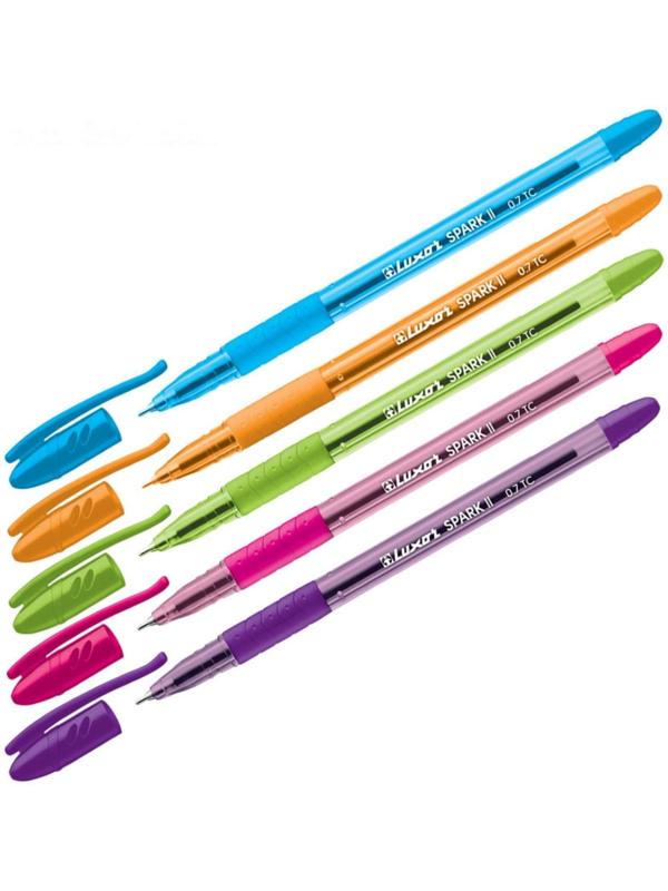 Ручка шариковая Luxor Spark ll, узел 0.7 мм, грип, корпус микс