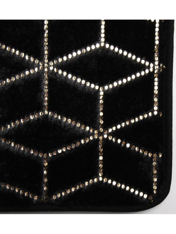 Набор ковриков для ванны и туалета Доляна «Геометрик», 3 шт: 35×40, 40×50, 50×80 см, цвет чёрный