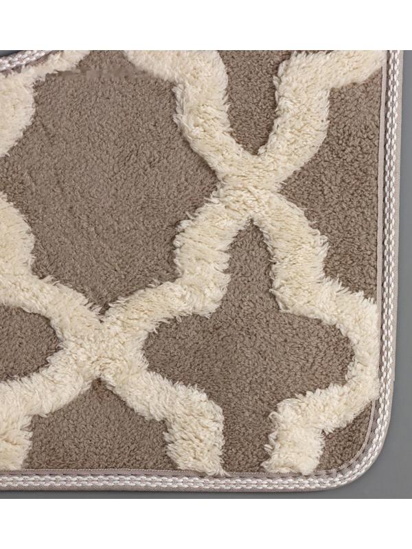 Набор ковриков для ванной и туалета Доляна «Трафарет», 2 шт: 40×50, 50×80 см, цвет бежевый