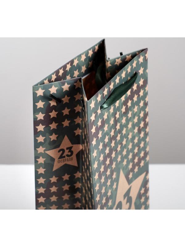 Пакет под бутылку «23 февраля», 36 × 13 × 10 см