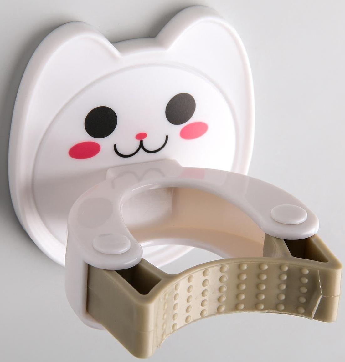 Держатель для уборочного инвентаря «Киска», 7,5×8,2×6 см, цвет бежевый