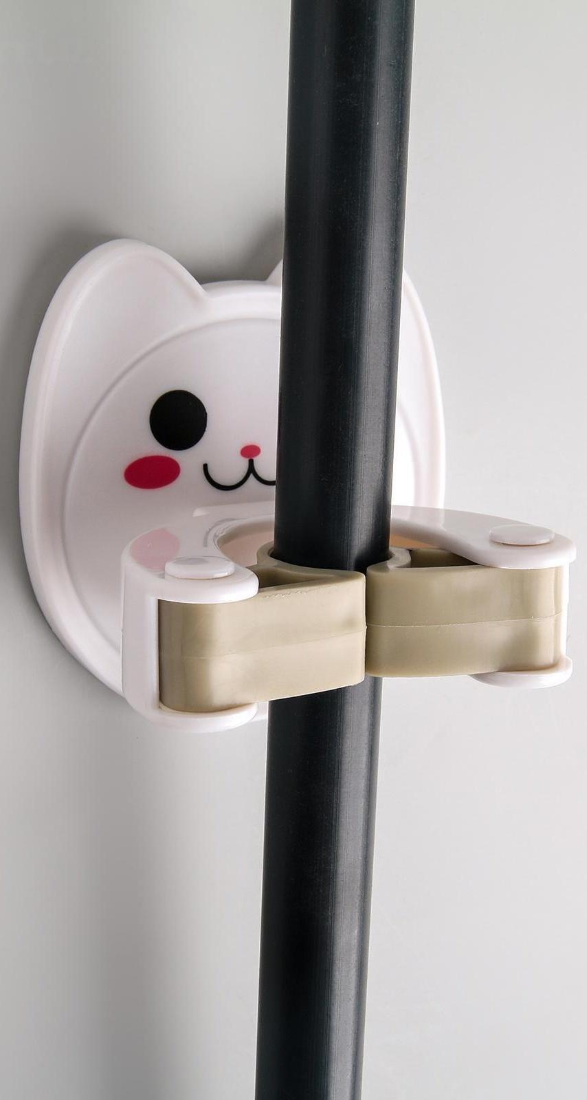 Держатель для уборочного инвентаря «Киска», 7,5×8,2×6 см, цвет бежевый