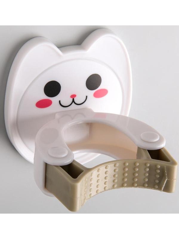 Держатель для уборочного инвентаря «Киска», 7,5×8,2×6 см, цвет бежевый